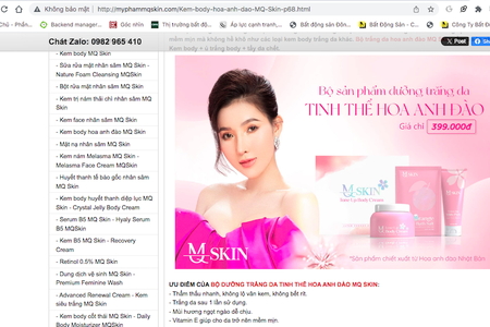 Cẩn trọng với website giả danh MQ Skin quảng cáo mỹ phẩm như "thần dược”?