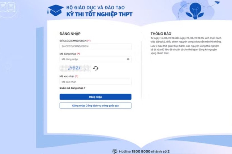 Thí sinh bắt đầu tập dượt đăng ký nguyện vọng xét tuyển đại học năm 2026