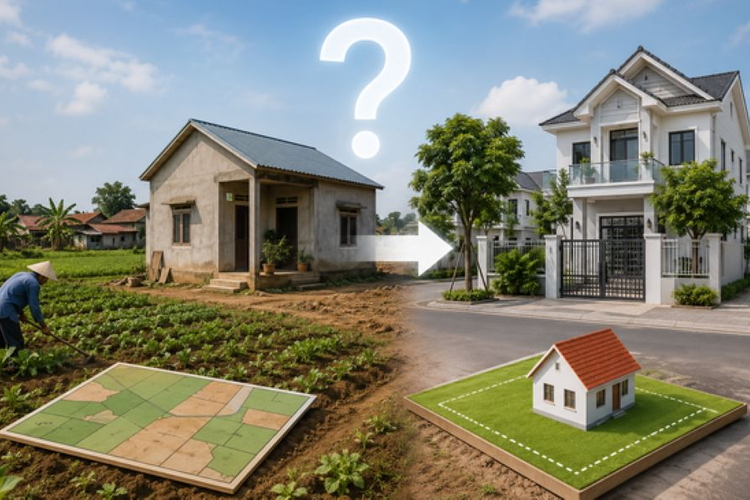 Đất nông nghiệp đã xây nhà, có được chuyển sang đất ở?
