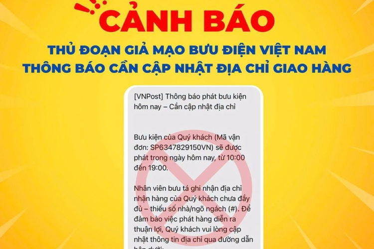 Cảnh giác thủ đoạn giả mạo Bưu điện Việt Nam yêu cầu cập nhật địa chỉ giao hàng để lừa đảo