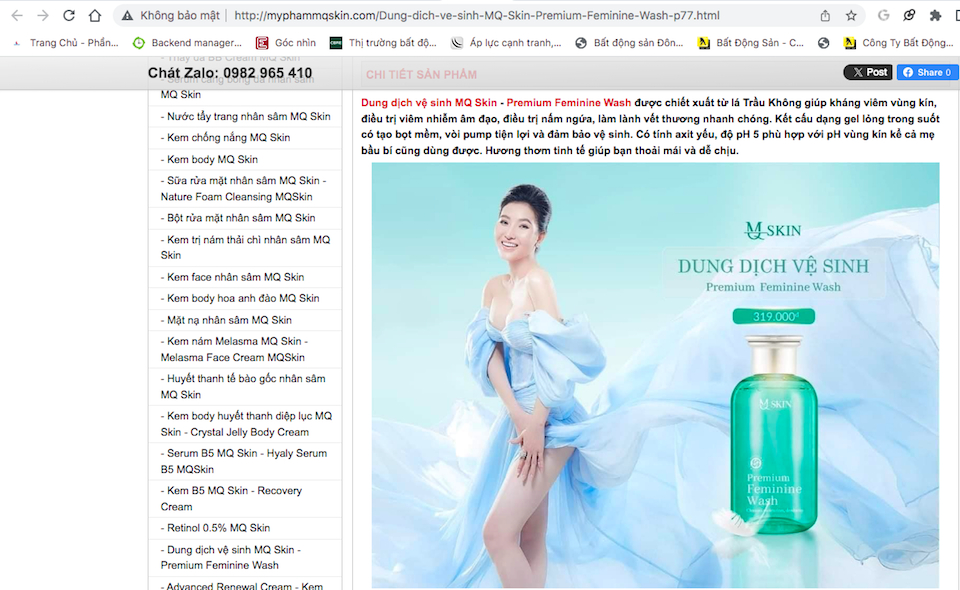 Cẩn trọng với website giả danh MQ Skin quảng cáo mỹ phẩm như "thần dược”?