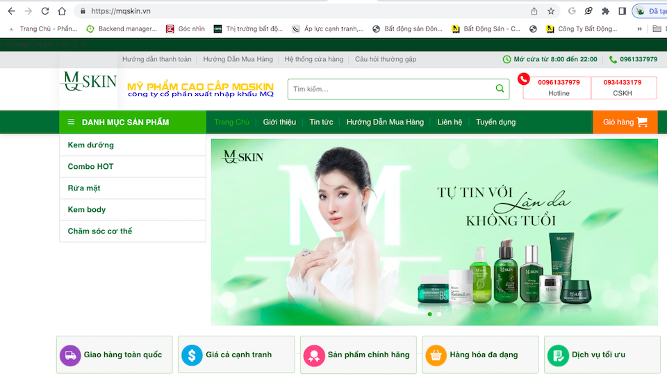 Cẩn trọng với website giả danh MQ Skin quảng cáo mỹ phẩm như "thần dược”?