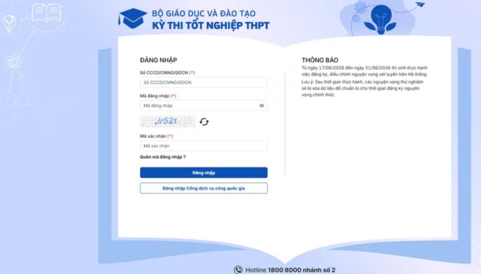 Thí sinh bắt đầu tập dượt đăng ký nguyện vọng xét tuyển đại học năm 2026