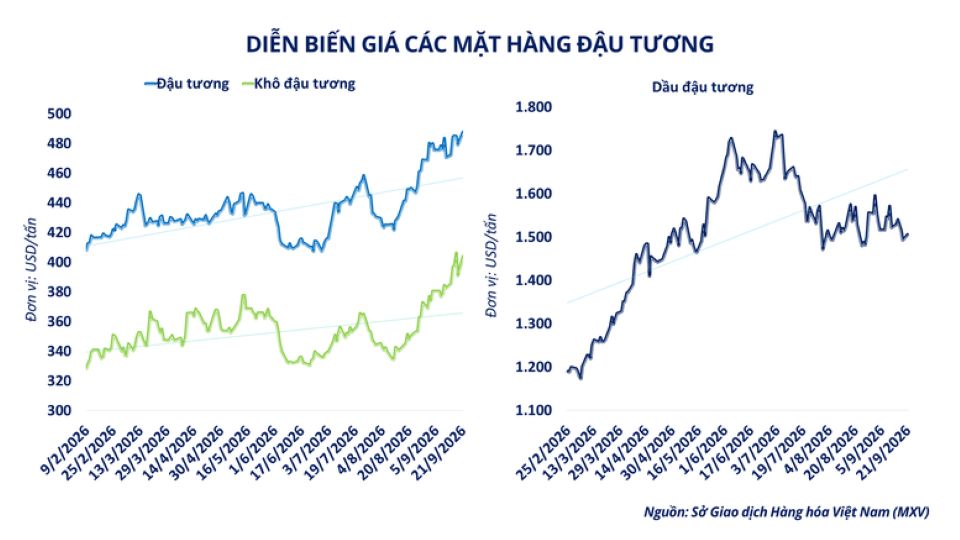 Thị trường hàng hóa: Giá dầu lao dốc lấn át đà tăng của đậu tương, MXV-Index giảm gần 0,7%