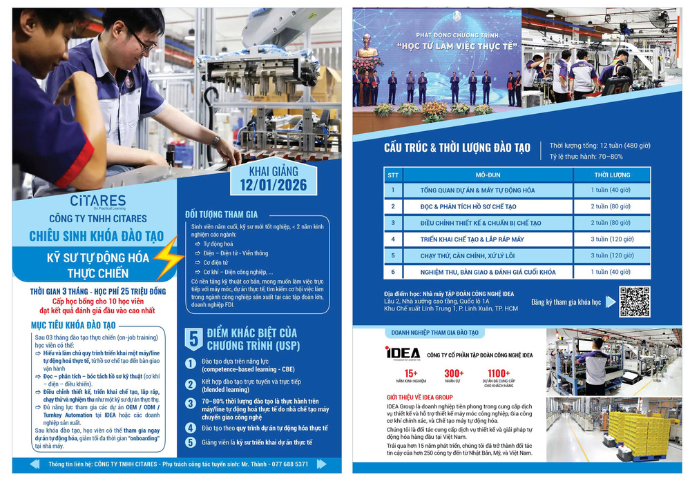 Mô hình đào tạo kỹ sư trực tiếp tại nhà máy