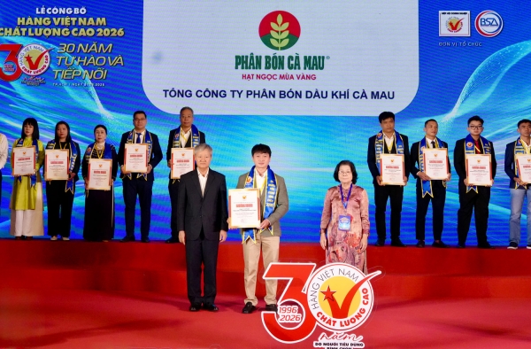 Phân Bón Cà Mau Giữ Vững Danh Hiệu Hàng Việt Nam Chất Lượng Cao Năm 2026 